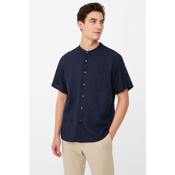 UNIQLO Blue Linen Button Up Tunic Shirt Top   Mens Size XL - Picture 1 of 8